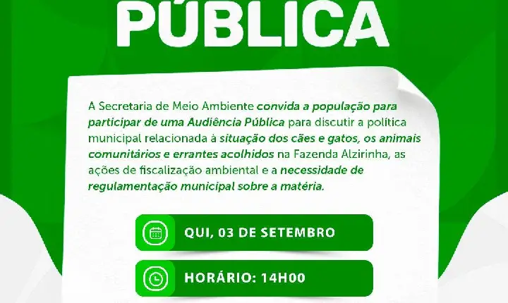 Audiência Pública vai discutir política municipal de proteção animal em Catu