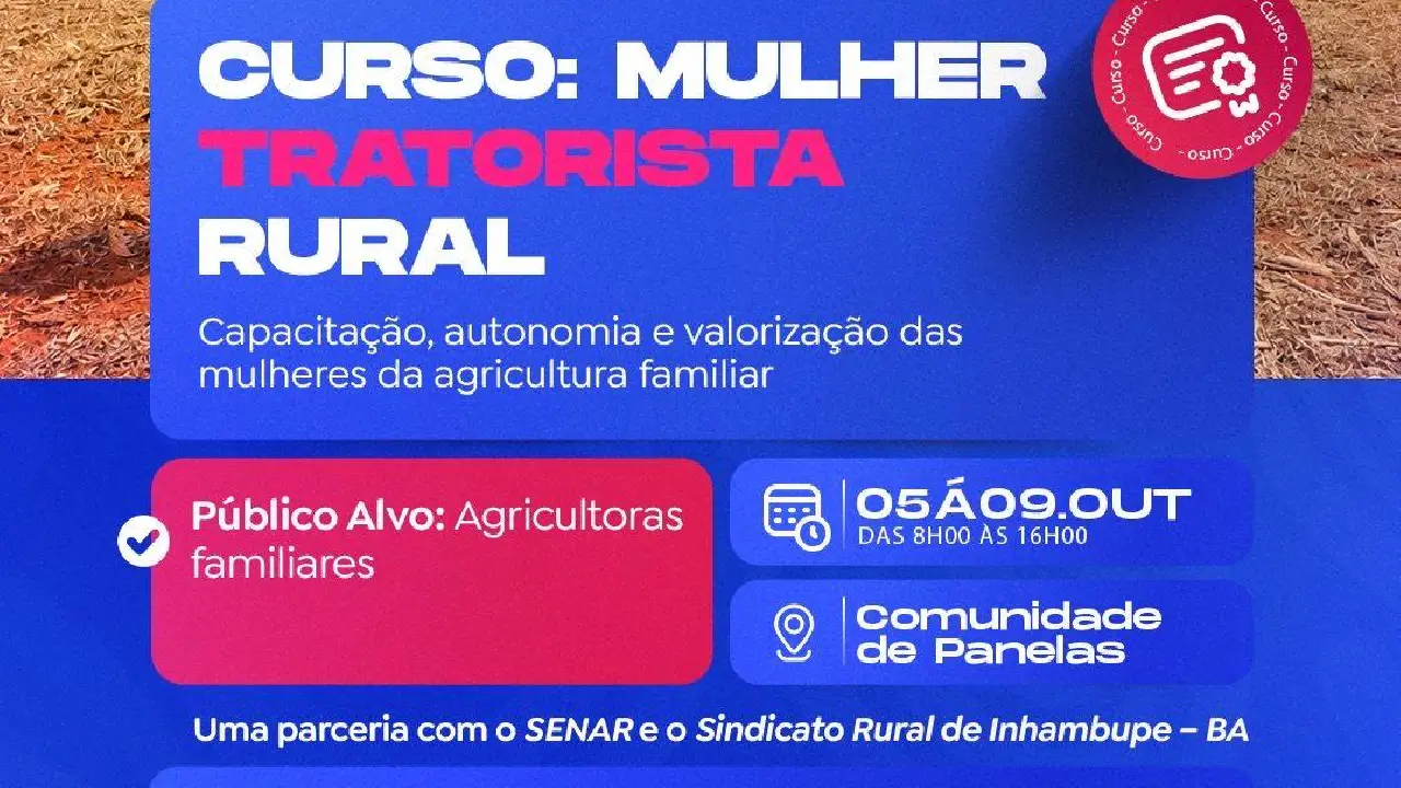 Catu promove curso “Mulher Tratorista Rural” em parceria com o SENAR