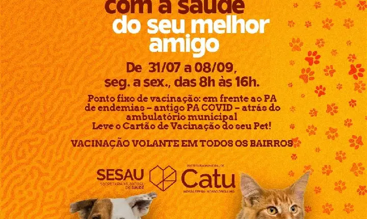 Começa dia 31-07 a Campanha de Vacinação Antirrábica: Proteja seu pet e previna a raiva