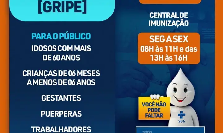 Prefeitura de Alagoinhas inicia nesta segunda (10) vacinação contra Gripe Influenza