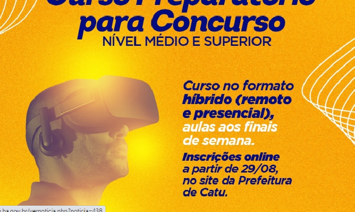 Prefeitura de Catu abre inscrições para curso preparatório para concurso público