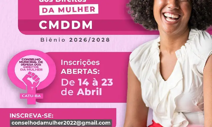 Prefeitura de Catu abre inscrições para eleição do Conselho Municipal dos Direitos da Mulher