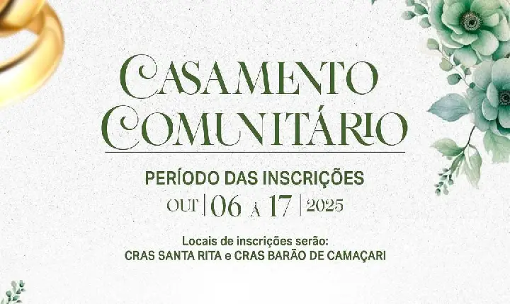 Prefeitura de Catu abre inscrições para o Casamento Comunitário 2025