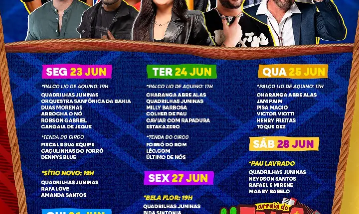 Prefeitura de Catu divulga a programação oficial das bandas do São João 2025
