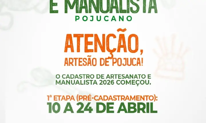 Prefeitura de Pojuca realiza Cadastro de Artesanato 2026