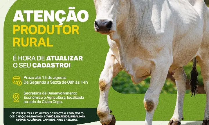 Produtores rurais de Catu têm até 15 de agosto para atualizar cadastro de rebanhos