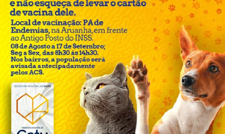 Secretaria de Saúde realizará Campanha de Vacinação Antirrábica- Confira o Calendário
