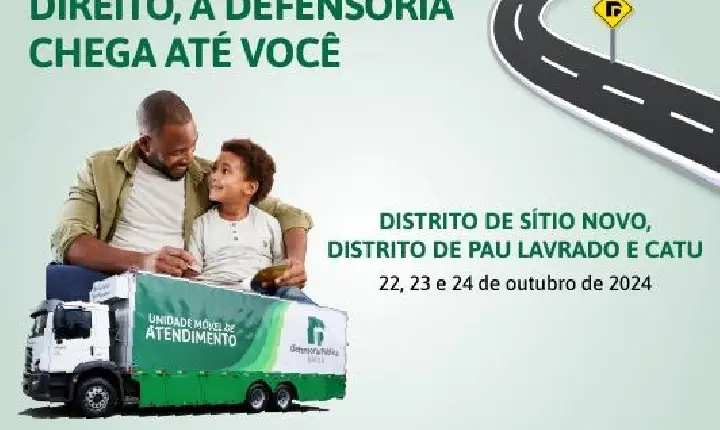 Unidade Móvel da Defensoria Pública vai atender em Catu e outros dois distritos a partir da próxima terça (22)