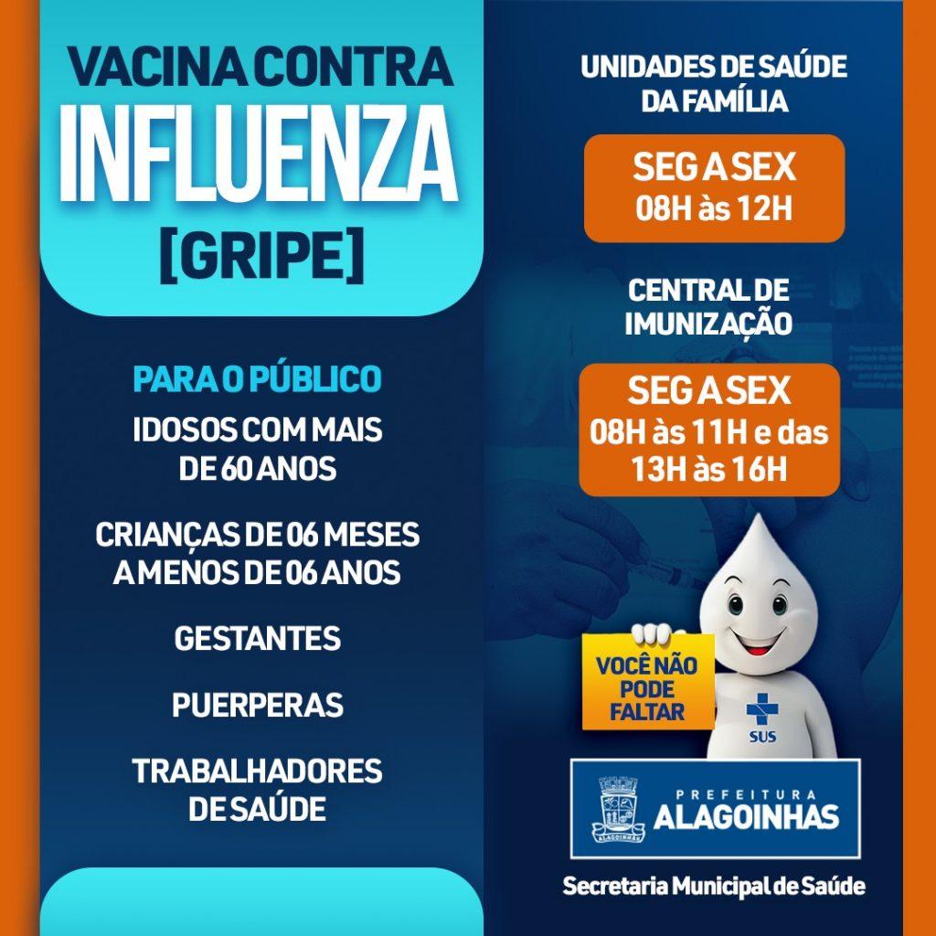 Prefeitura de Alagoinhas inicia nesta segunda (10) vacinação contra Gripe Influenza