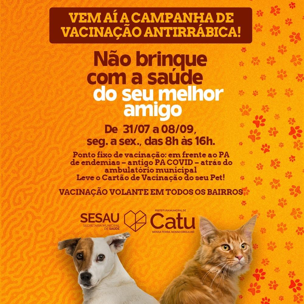 Começa dia 31-07 a Campanha de Vacinação Antirrábica: Proteja seu pet e previna a raiva