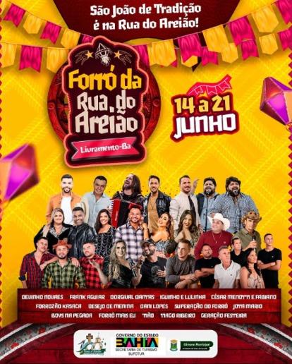 Confira a programação dos festejos juninos de Livramento de Nossa Senhora