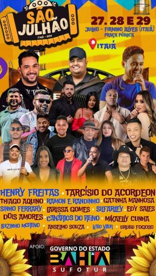 FIRMINO ALVES: ATRAÇÕES DE PESO PROMETEM ANIMAR O SÃO JULHÃO DE ITAIÁ