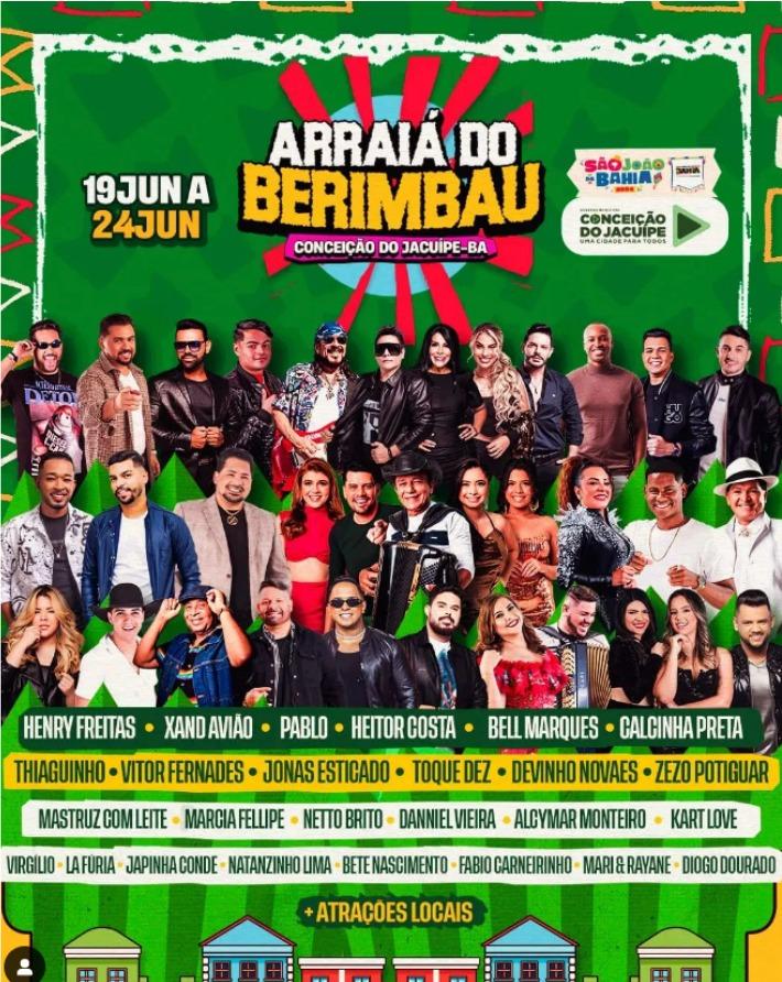 PREFEITURA DE CONCEIÇÃO DO JACUÍPE ANUNCIA GRADE COMPLETA DO ARRAIÁ DO BERIMBAU