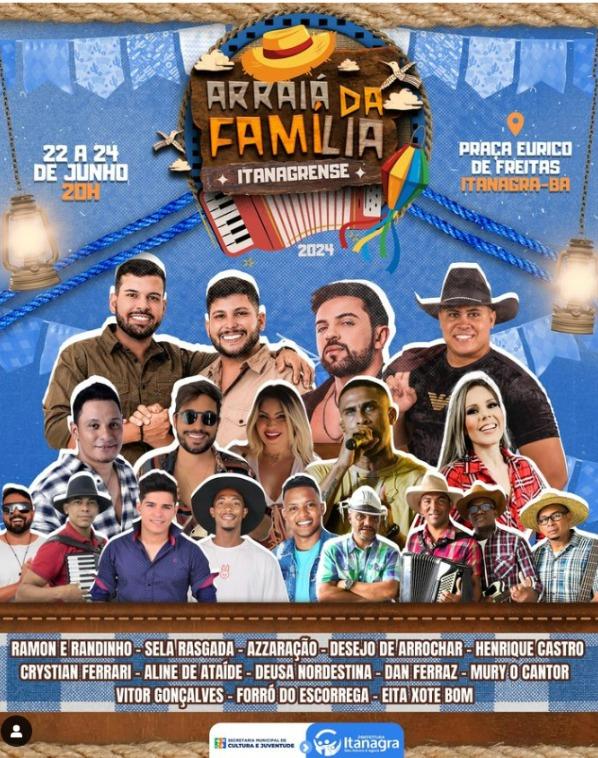 PREFEITURA DE ITANAGRA DIVULGA PROGRAMAÇÃO DO SÃO JOÃO 2024