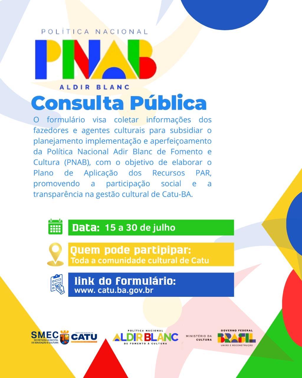 Prefeitura de Catu realiza consulta pública para fortalecer a cultura local através da Política Nacional Aldir Blanc