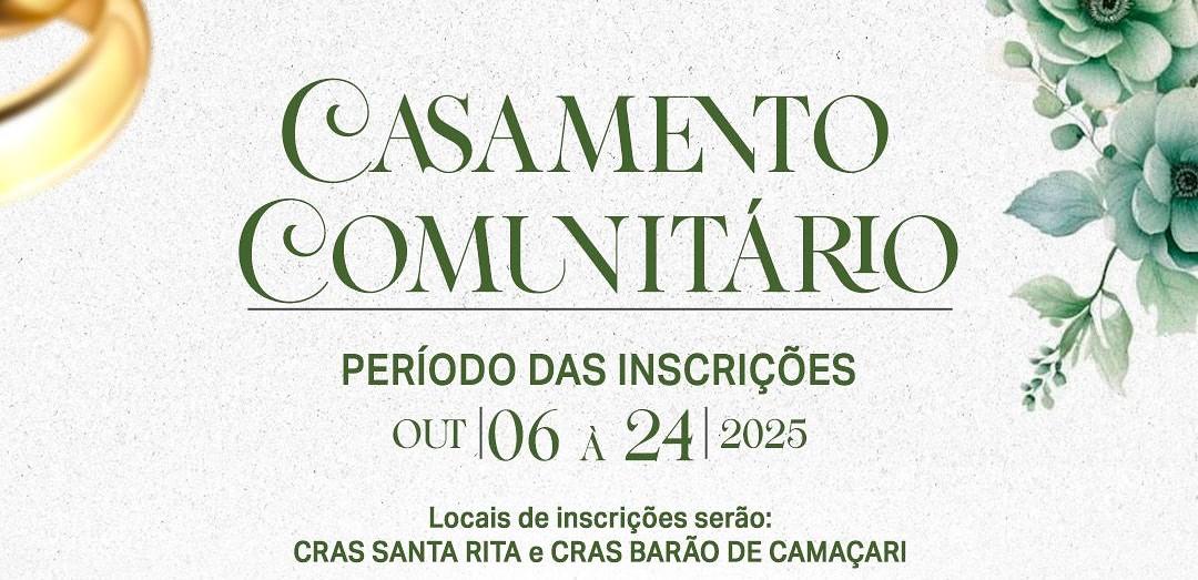 Casamento Comunitário tem prazo de inscrição prorrogado em Catu