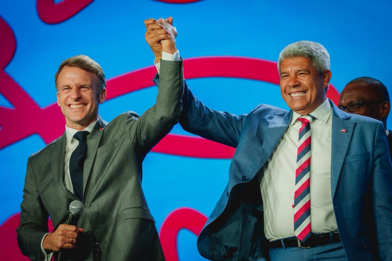 Jerônimo Rodrigues recebe presidente francês Emmanuel Macron em Salvador, nesta quarta(5)