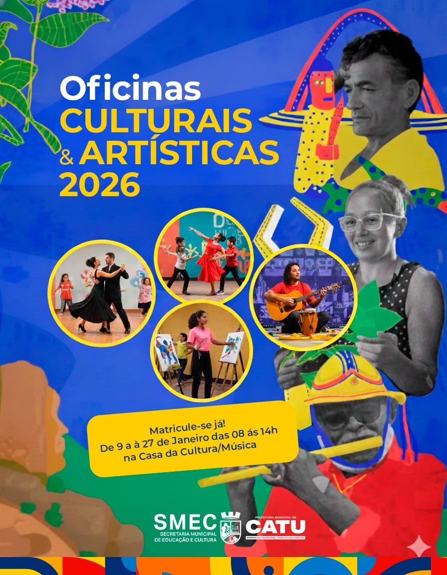 Prefeitura abre Inscrições para oficinas culturais e artísticas acontecem de 9 a 27 de janeiro