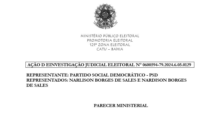 Justiça Eleitoral rejeita ação do PSD contra prefeito e vice eleitos de Catu; denúncia não foi comprovada