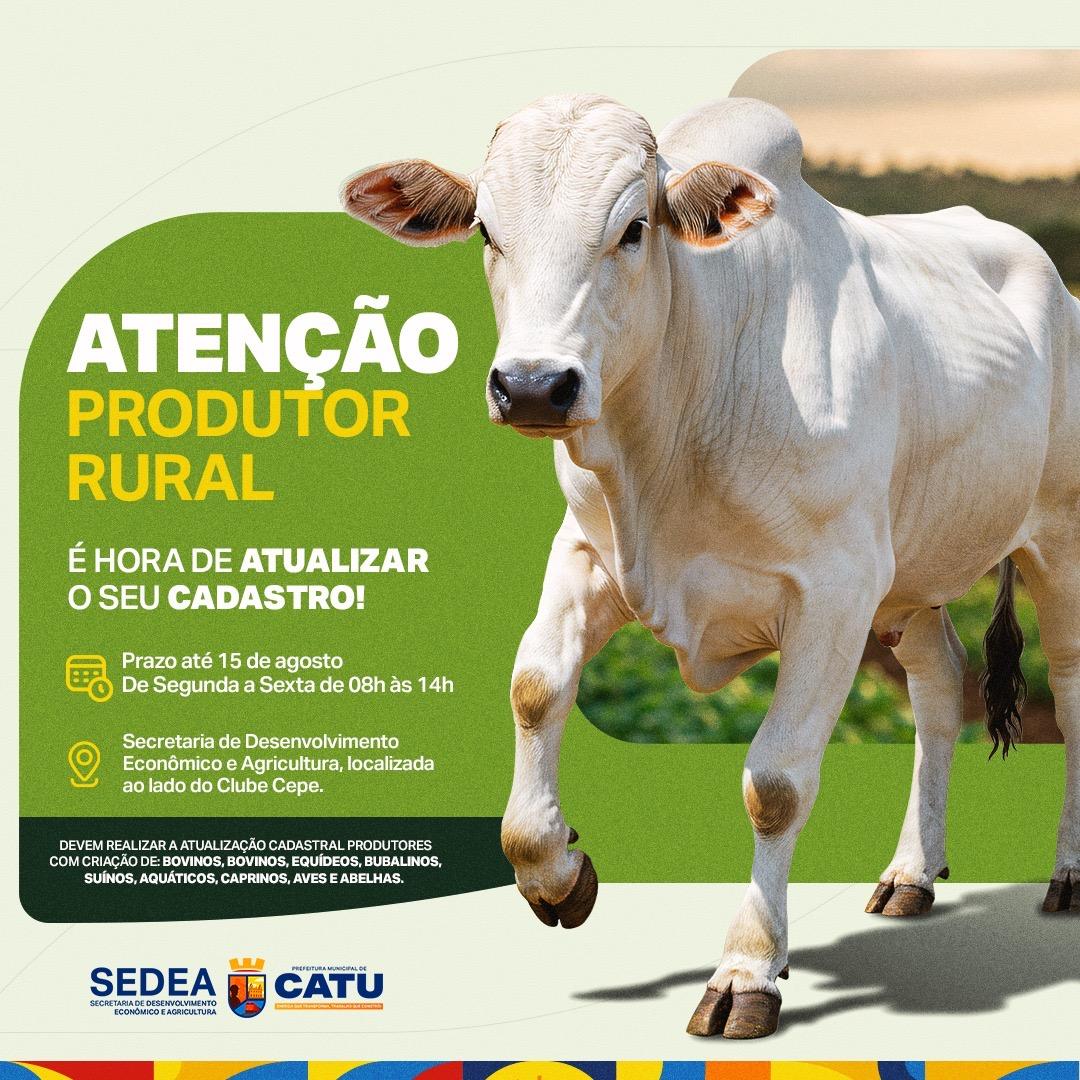 Produtores rurais de Catu têm até 15 de agosto para atualizar cadastro de rebanhos