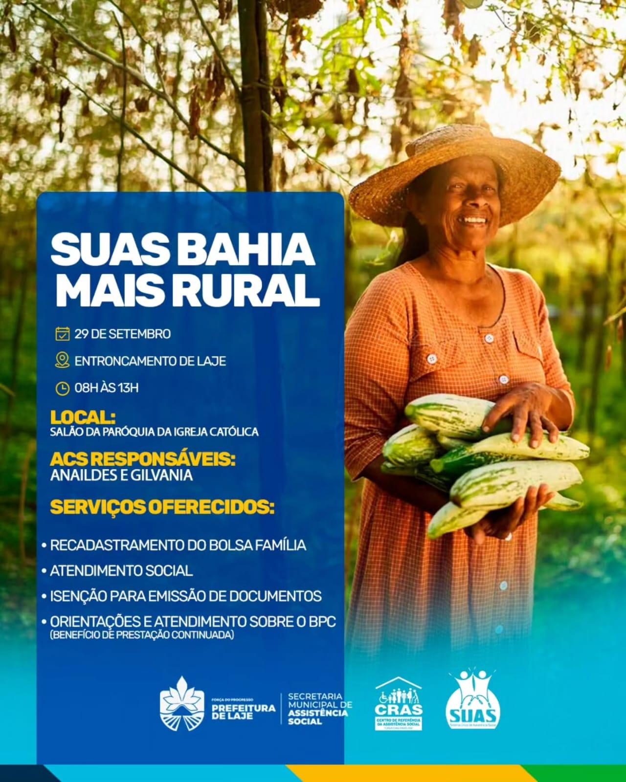 SUAS Bahia Mais Rural chega ao Entroncamento de Laje com serviços da Assistência Social